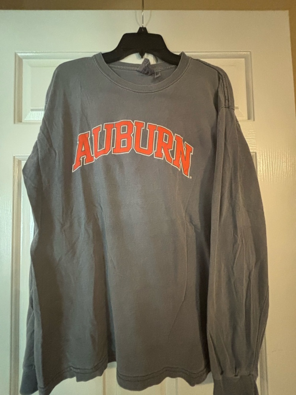 Auburn Grey Long Sleeve Tee with Orange Logo